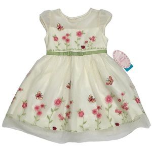 Jona Michelle Ivory Tulle Embroidered Butterfly Easter Flower Girl Dress - 4T